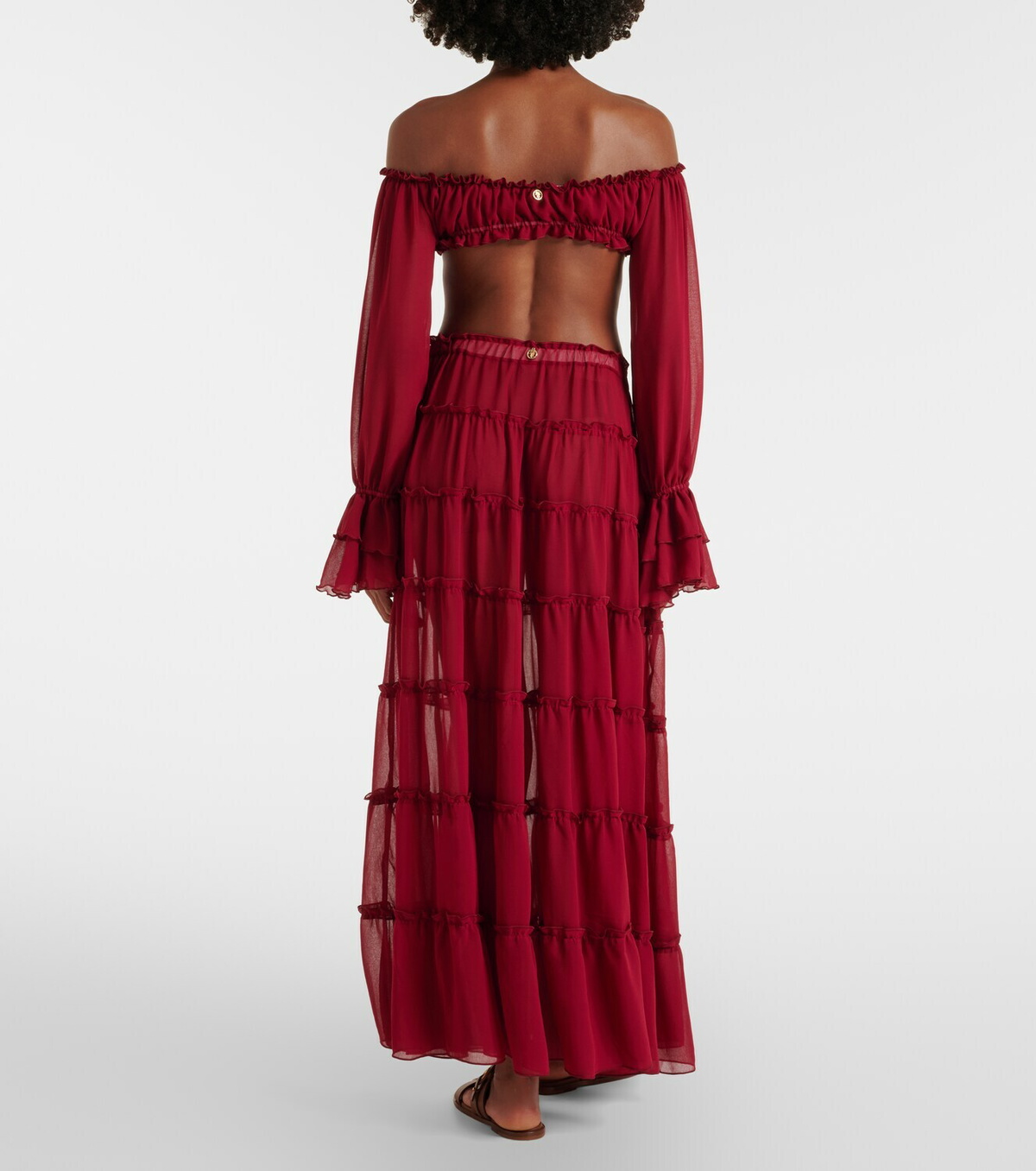 Bananhot Elma tiered semi-sheer maxi skirt