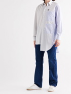 LOEWE - Asymmetric Logo-Embroidered Pinstriped Cotton-Poplin Shirt - White