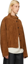 LE17SEPTEMBRE Tan Funnel Neck Suede Jacket