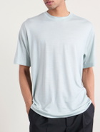 SEASE - Runner Logo-Print Merino Wool T-Shirt - Blue