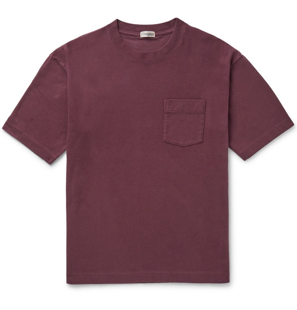 Camoshita Brushed Cotton T Shirt Men Burgundy Camoshita