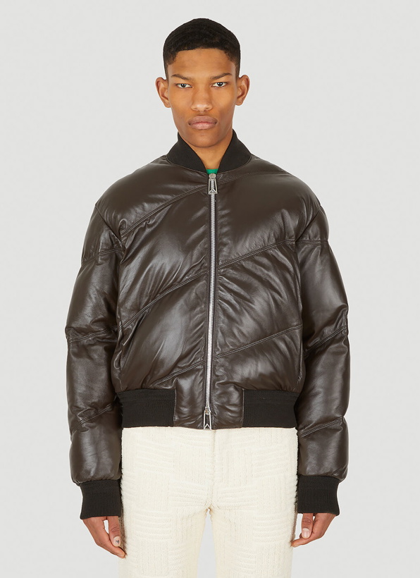 Photo: Leather Puffer Jacket in Brown