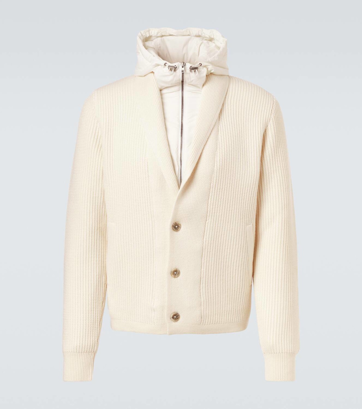 Herno Ribbed-knit wool cardigan