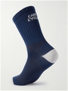Café du Cycliste - Logo-Embroidered Stretch-Knit Cycling Socks - Blue