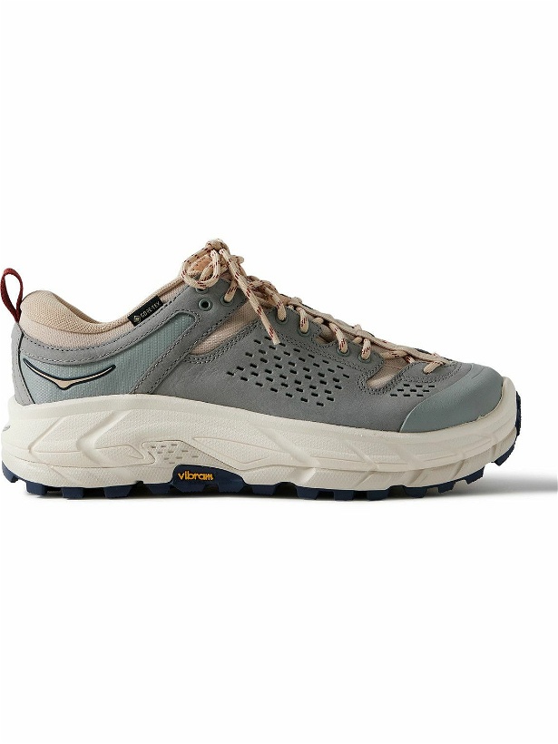 Photo: Hoka One One - Tor Ultra Lo Rubber-Trimmed Nubuck and GORE-TEX® Running Sneakers - Green