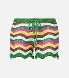 Bananhot Kim striped crochet cotton-blend shorts