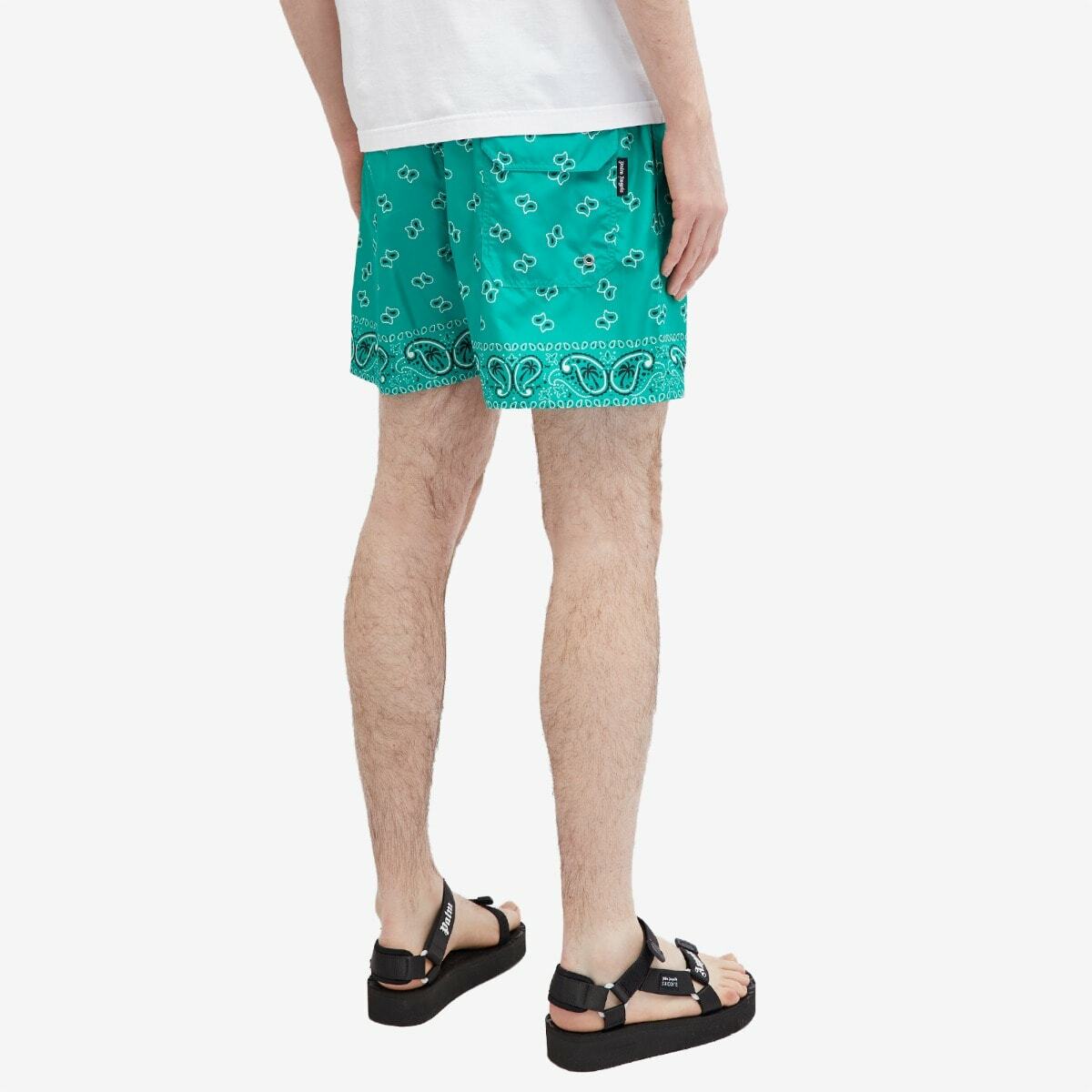 Palm Angels Men's Paisley Swim Shorts in Green