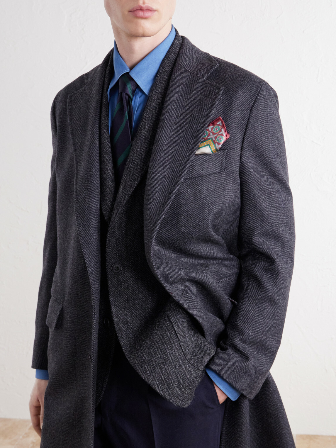 Rubinacci - Herringbone Virgin Wool Coat - Gray