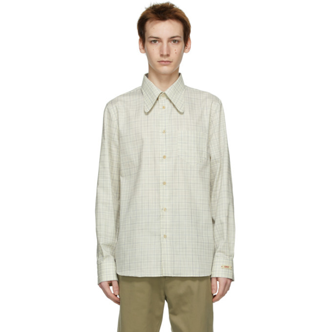 Photo: Gucci Off-White and Blue Oxford Check Shirt