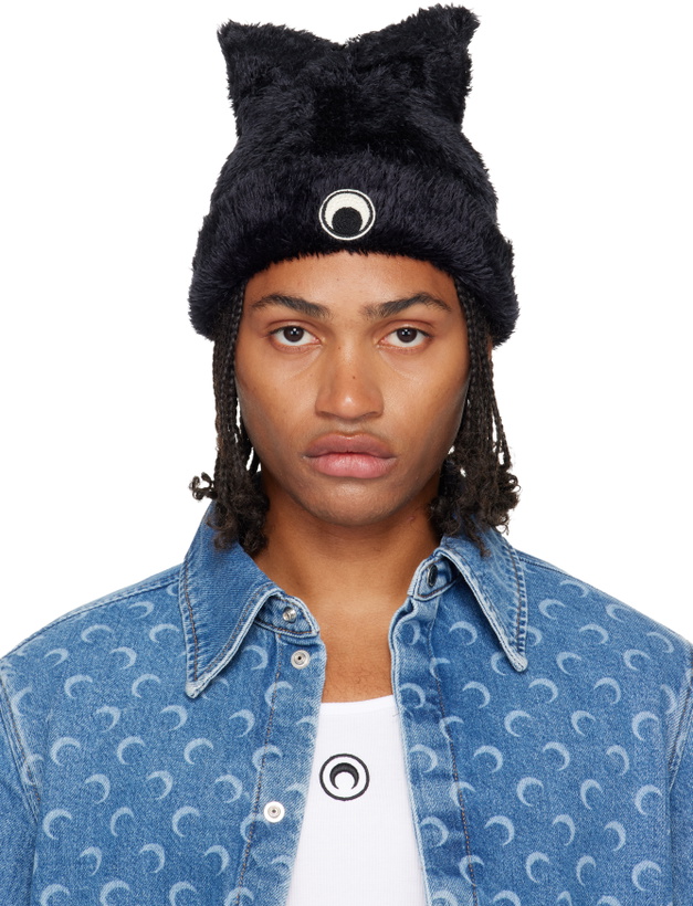 Photo: Marine Serre Black Wild Fluffy Knit Kawaii Beanie