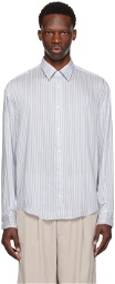 AMI Paris Off-White & Blue Boxy Shirt