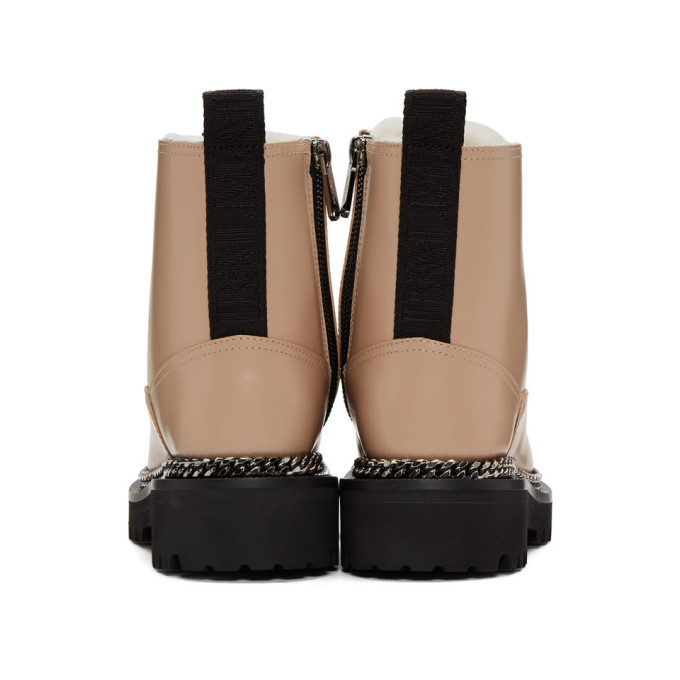 Balmain Taupe Fur Army Boots