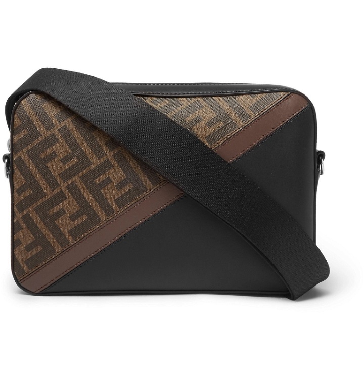 Photo: Fendi - Logo-Print Coated-Canvas and Leather Messenger Bag - Brown