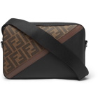 Fendi - Logo-Print Coated-Canvas and Leather Messenger Bag - Brown