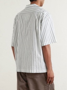 A Kind Of Guise - Samata Camp-Collar Striped Cotton, Silk and Linen-Blend Shirt - Green