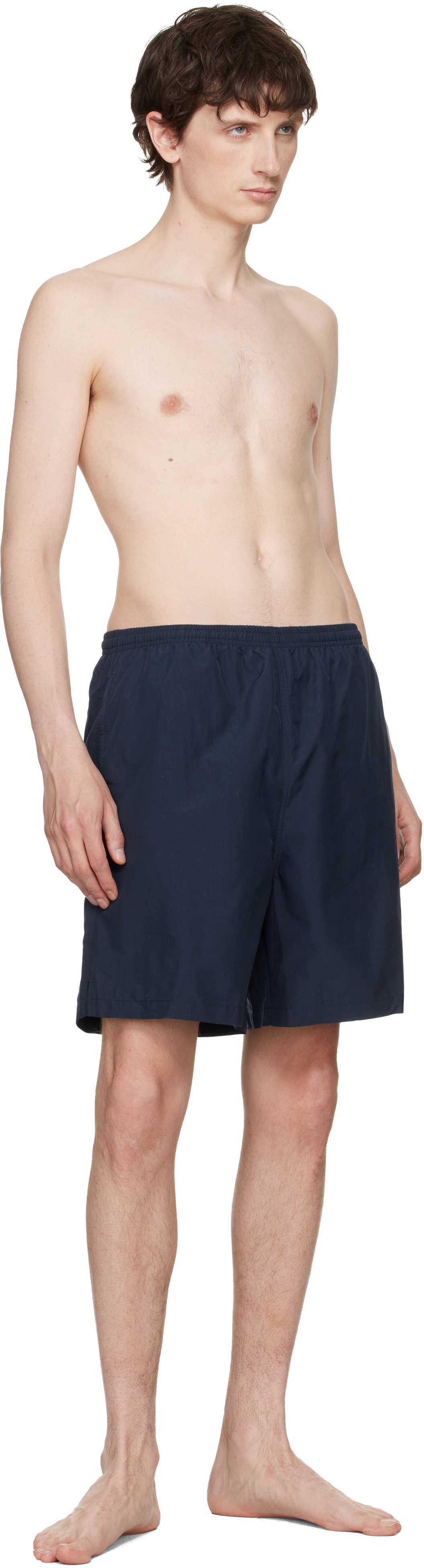 AMI Paris Navy Long Plain Swim Shorts