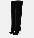 Alaïa Decollete Cuissardes suede knee-high boots
