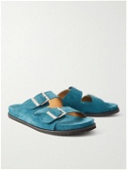 Mr P. - David Buckled Regenerated Suede by evolo® Sandals - Blue