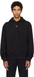 Hugo Black Cotton-Terry Relaxed-Fit Hoodie