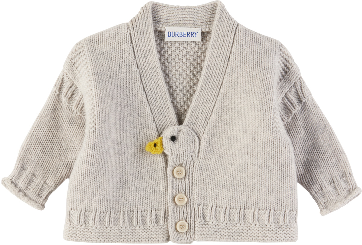Burberry Baby Gray Duck Wool Cashmere Cardigan Set