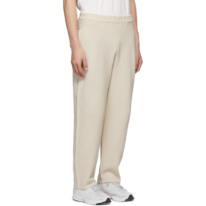 Homme Plisse Issey Miyake Off-White Rustic Knit Trousers Homme