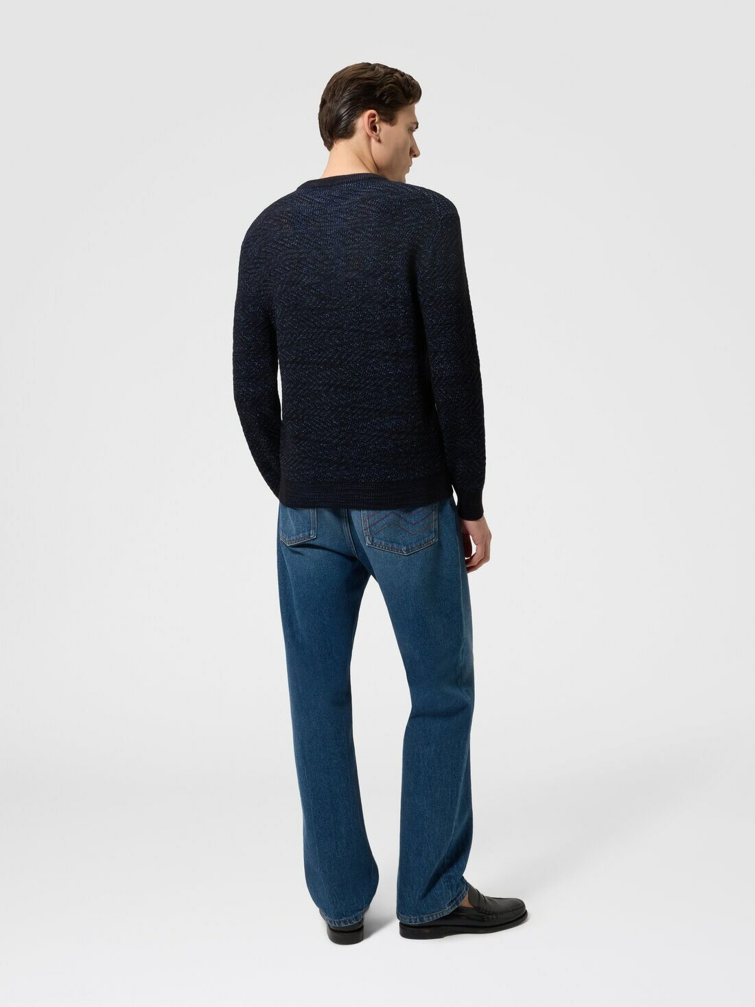 Missoni - Wool and viscose zig zag crewneck pullover, Men, Blue