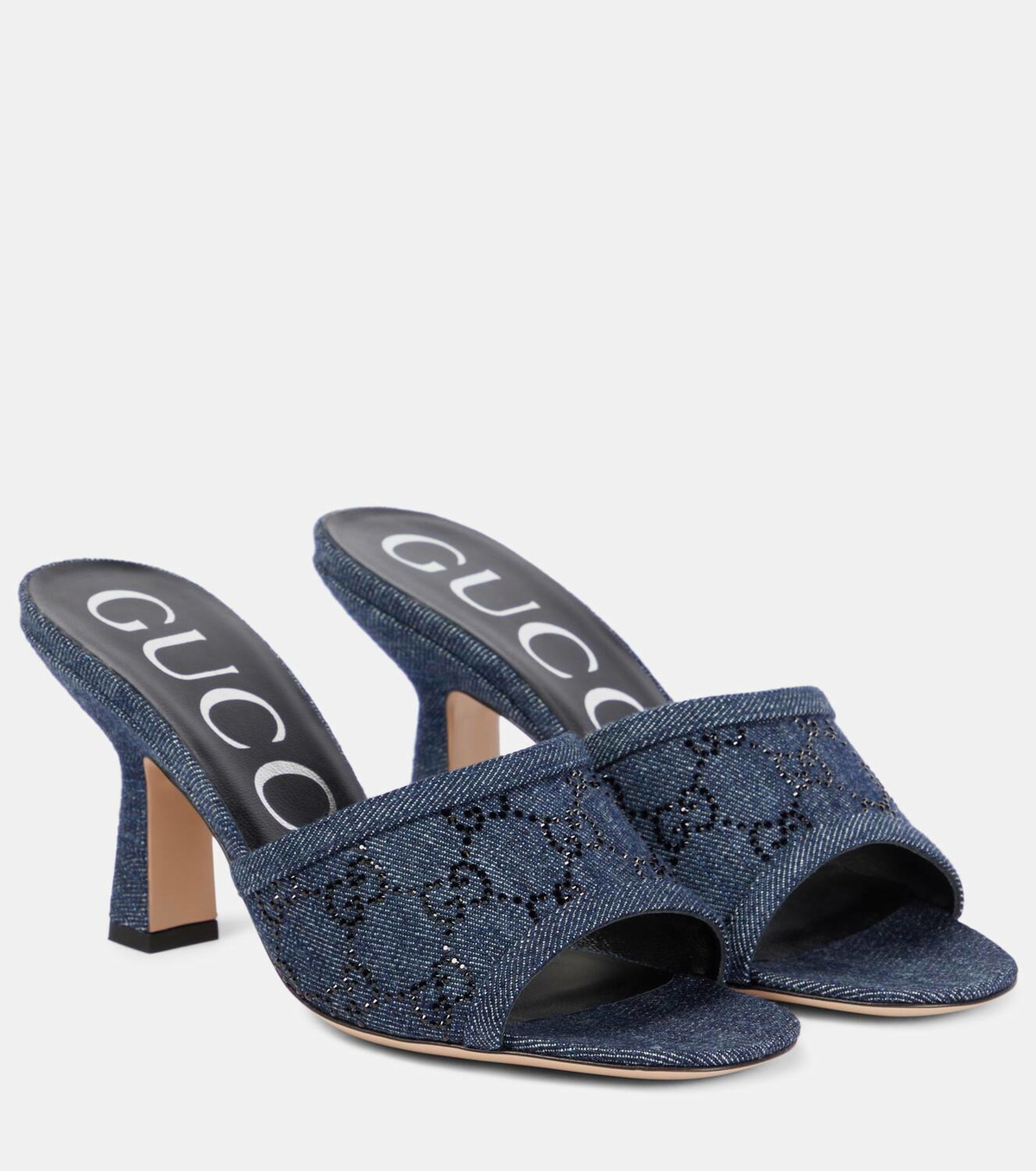 【COLOR iN ID】Denim Leather Strap Mules Schutz Cloe Denim Stiletto Mules | Saks Fifth Avenue