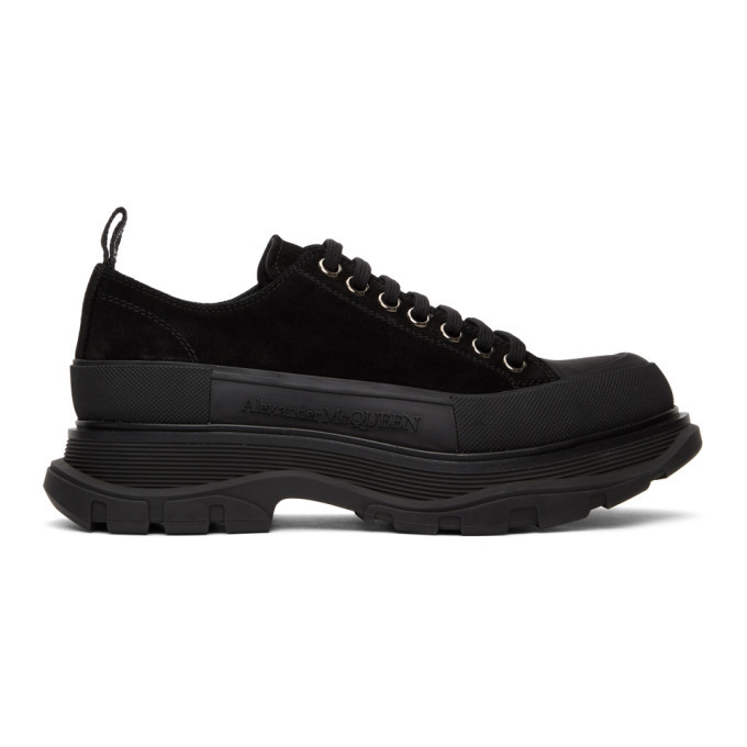 Photo: Alexander McQueen Black Suede Tread Slick Platform Low Sneakers