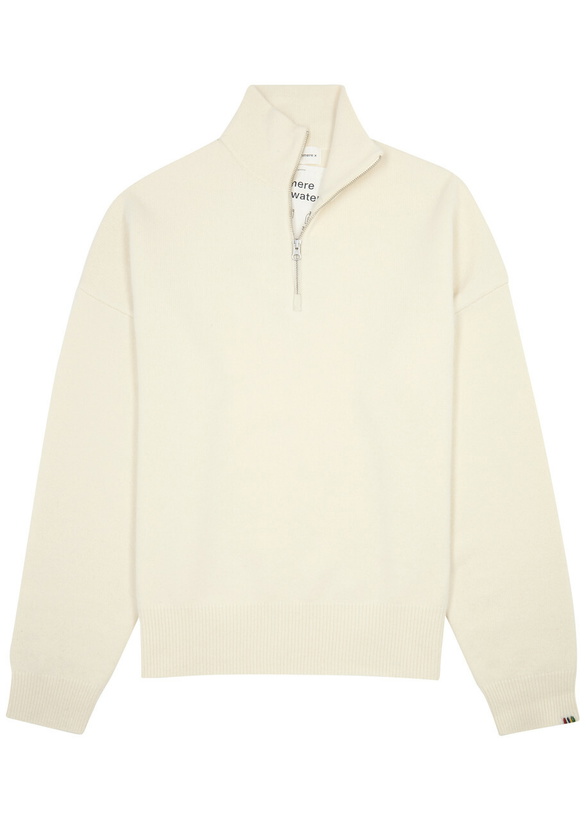 Photo: Extreme Cashmere N°235 Hike Half-zip Cashmere-blend Jumper - Cream - One Size