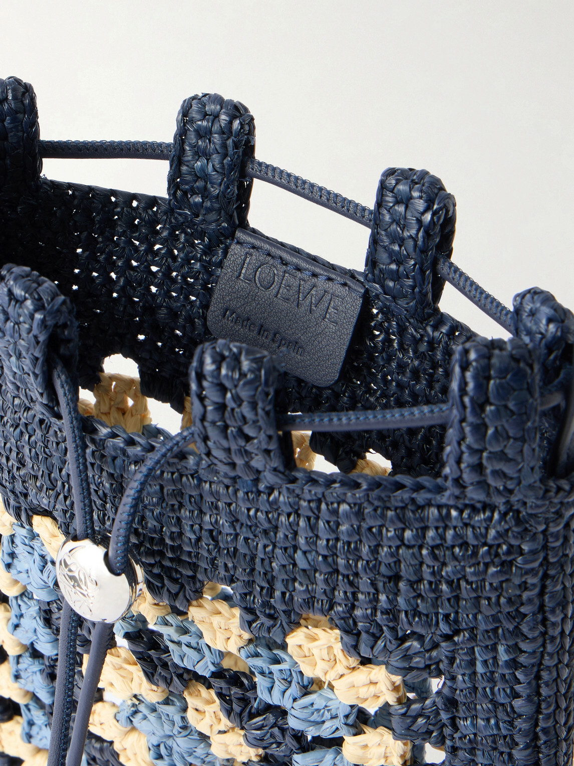 LOEWE - Paula's Ibiza Logo-Embroidered Leather-Trimmed Crocheted Raffia Bucket Bag