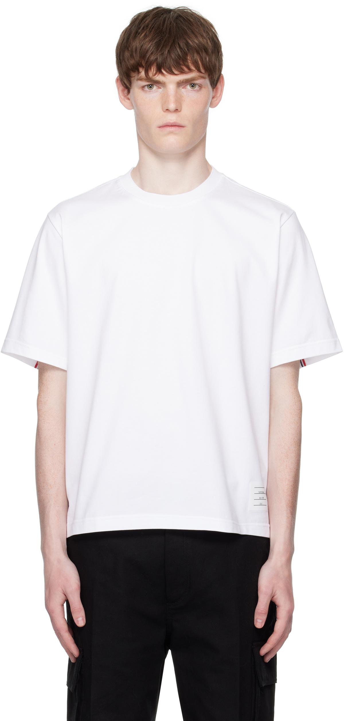 Thom Browne White Engineered 4-Bar T-Shirt Thom Browne