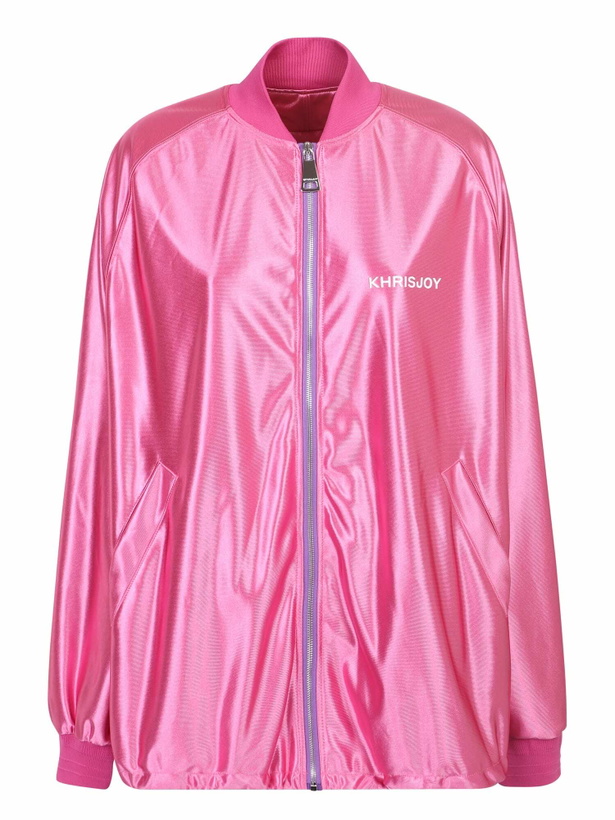 Photo: Khrisjoy Logo-print Metallic Bomber Jacket