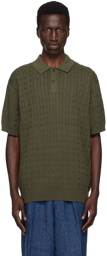 BEAMS PLUS Khaki Cable Knit Polo