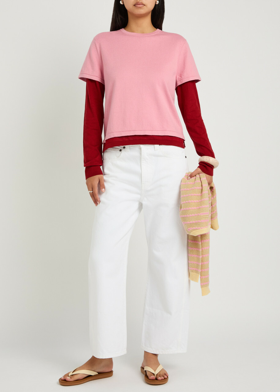 Guest In Residence Layered Long-sleeve Cotton-blend T-shirt Pink