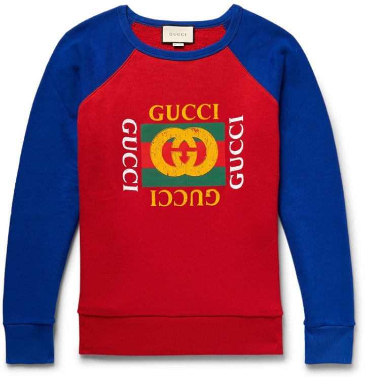 Photo: Gucci - Printed Loopback Cotton-Jersey Sweatshirt - Red