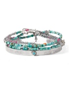 Peyote Bird - Sierra Madre Set of Two Sterling Silver and Turquoise Beaded Bracelets
