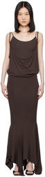 The Attico Brown Layered Midi Dress