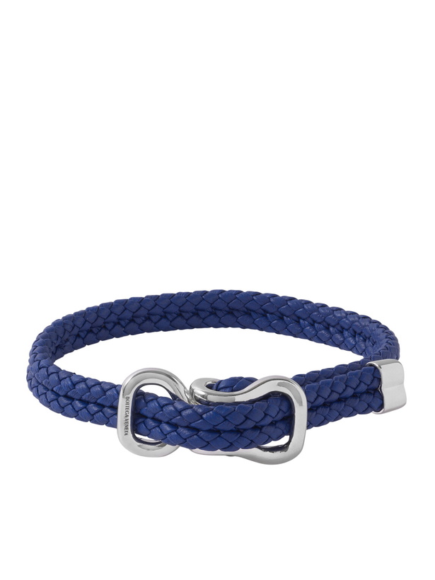 Photo: Bottega Veneta - Braided Leather and Sterling Silver Bracelet - Blue