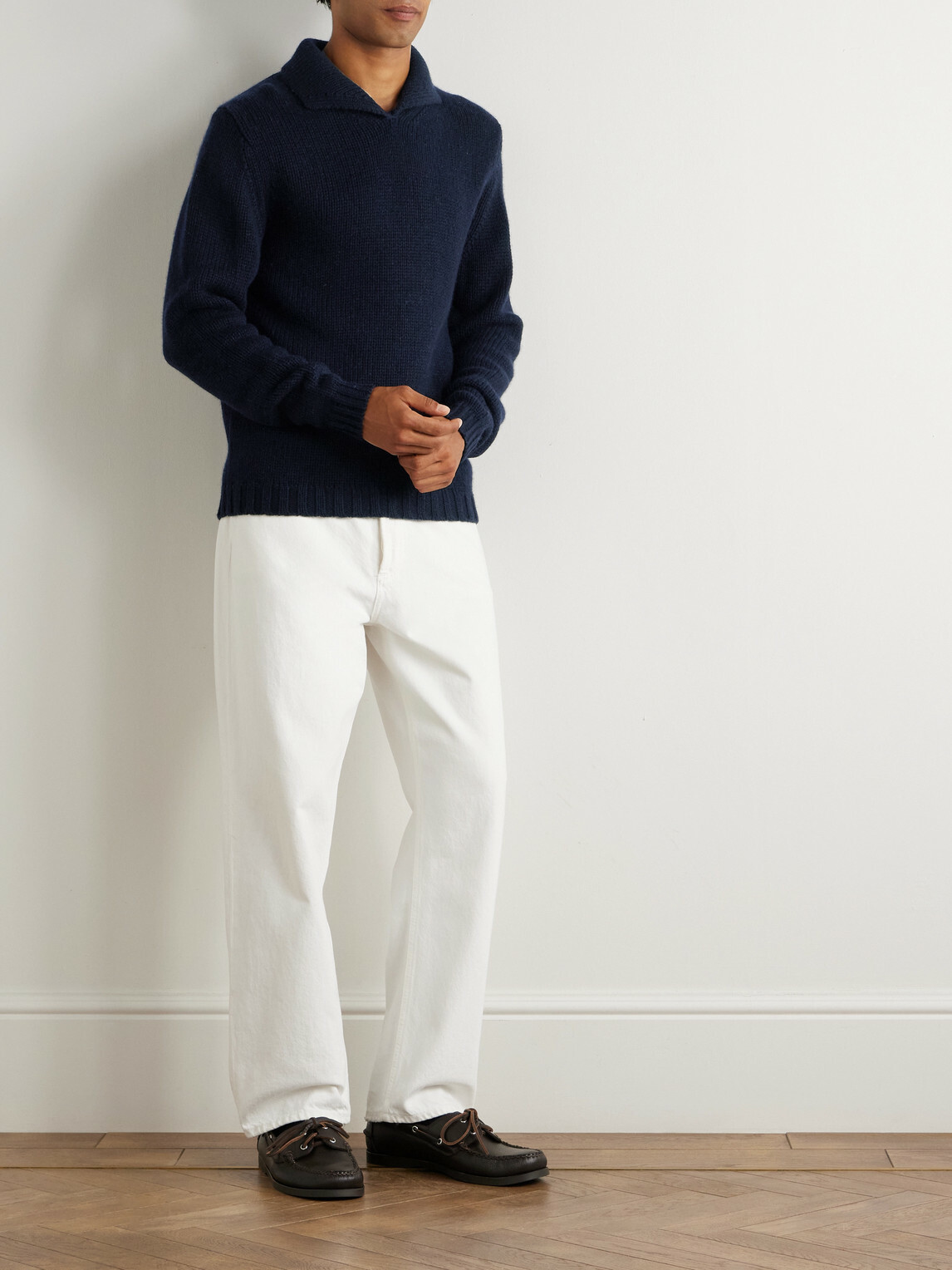 Allude - Shawl-Collar Virgin Wool and Cashmere-Blend Sweater - Blue