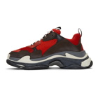 Balenciaga Red and Black Triple S Sneakers