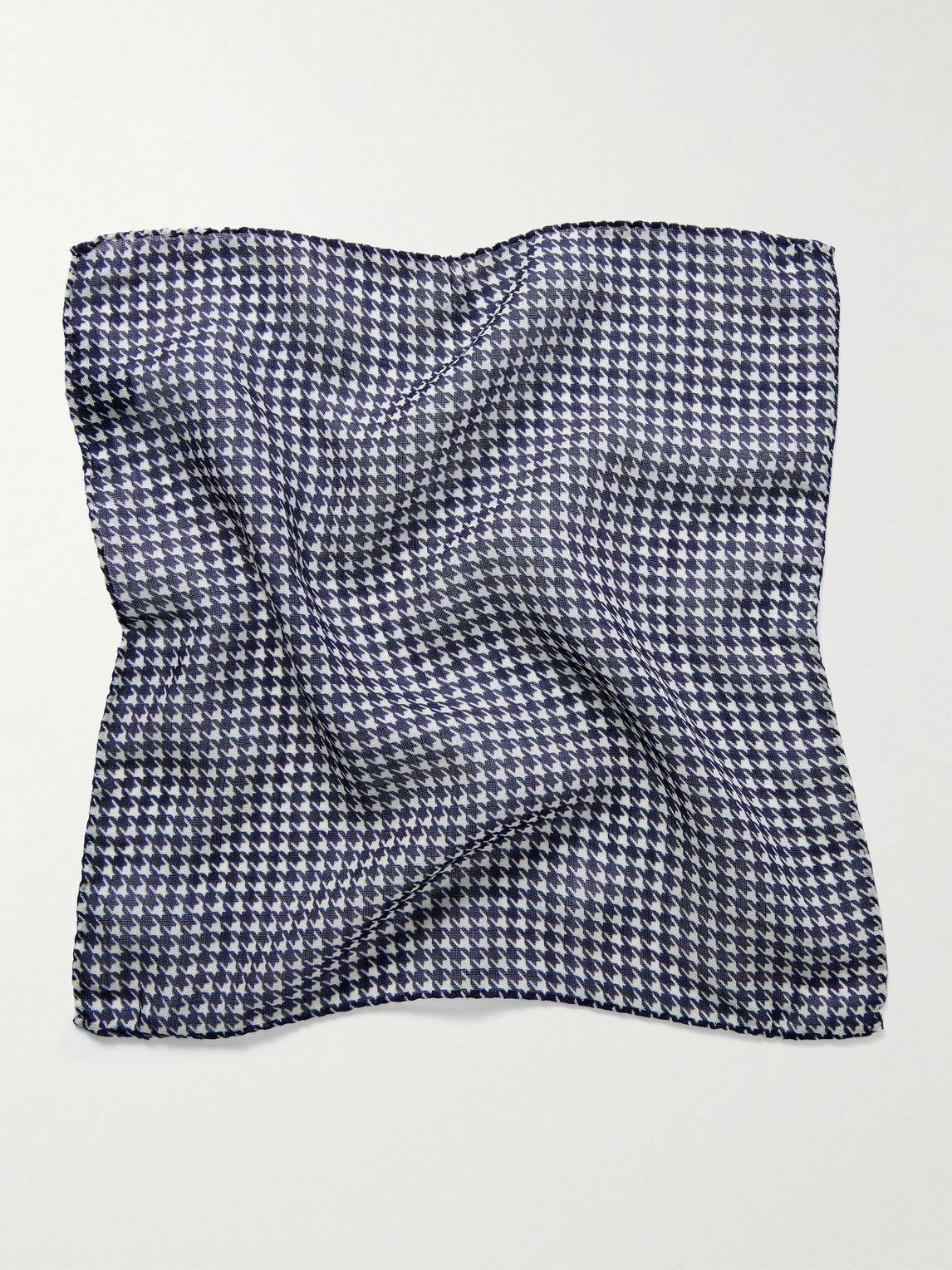 Anderson & Sheppard - Houndstooth Wool and Silk-Blend Pocket Square