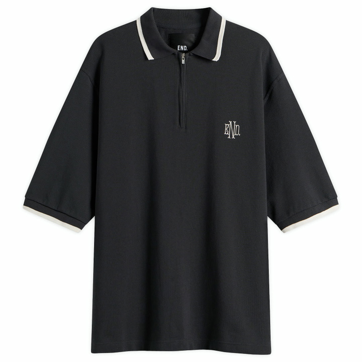 Photo: END. Piquet Polo in Cinder Black/Off White