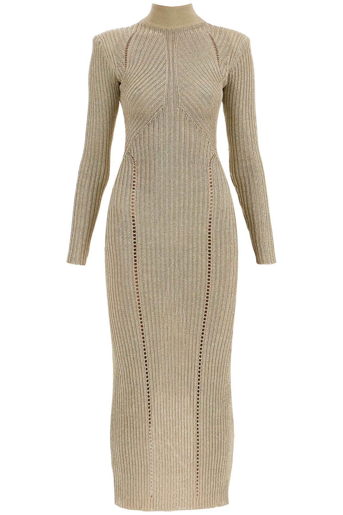 SELF PORTRAIT maxi lurex knit dress in Gold Self-Portrait