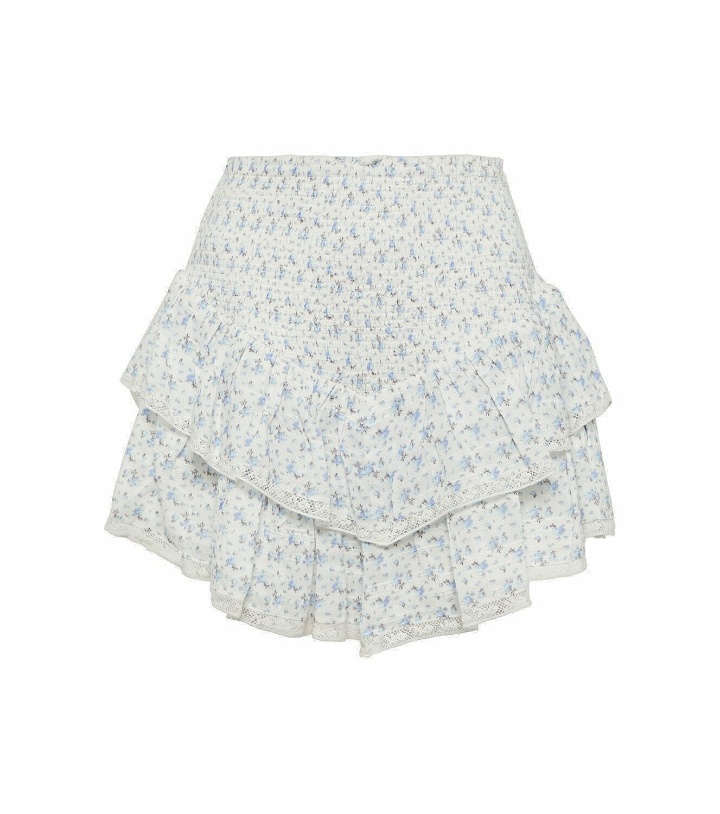 Photo: LoveShackFancy Stone floral ruffled cotton miniskirt