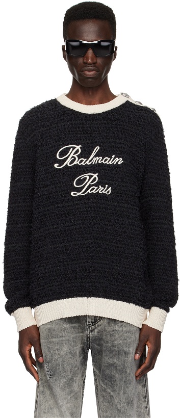 Photo: Balmain Black Embroidered Sweater