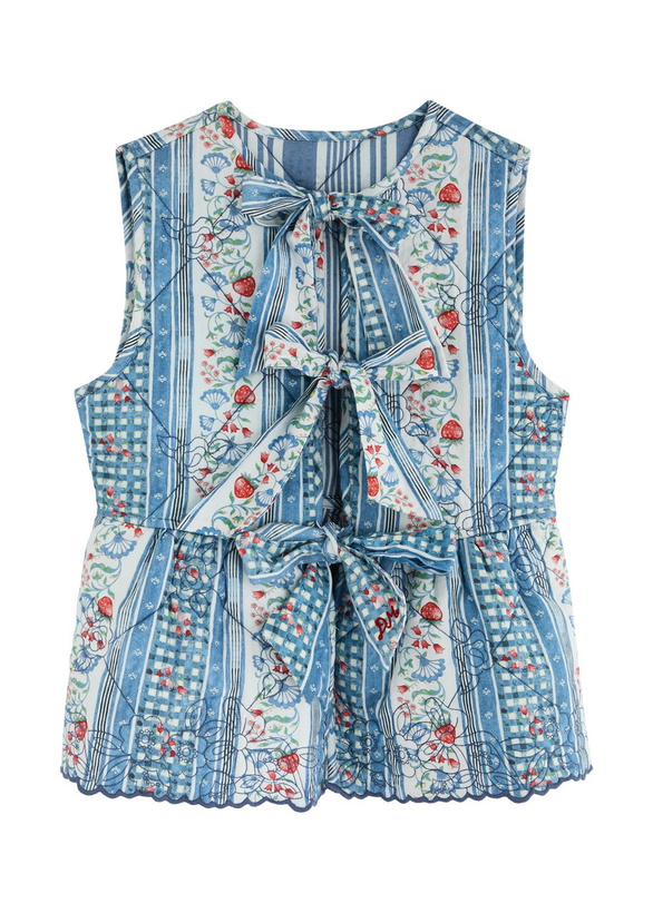 Photo: Damson Madder Catrin Reversible Floral-print Cotton Gilet Blue