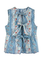 Damson Madder Catrin Reversible Floral-print Cotton Gilet Blue