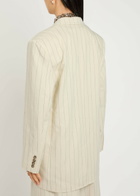 Anine Bing Sara Pinstriped Woven Blazer Cream