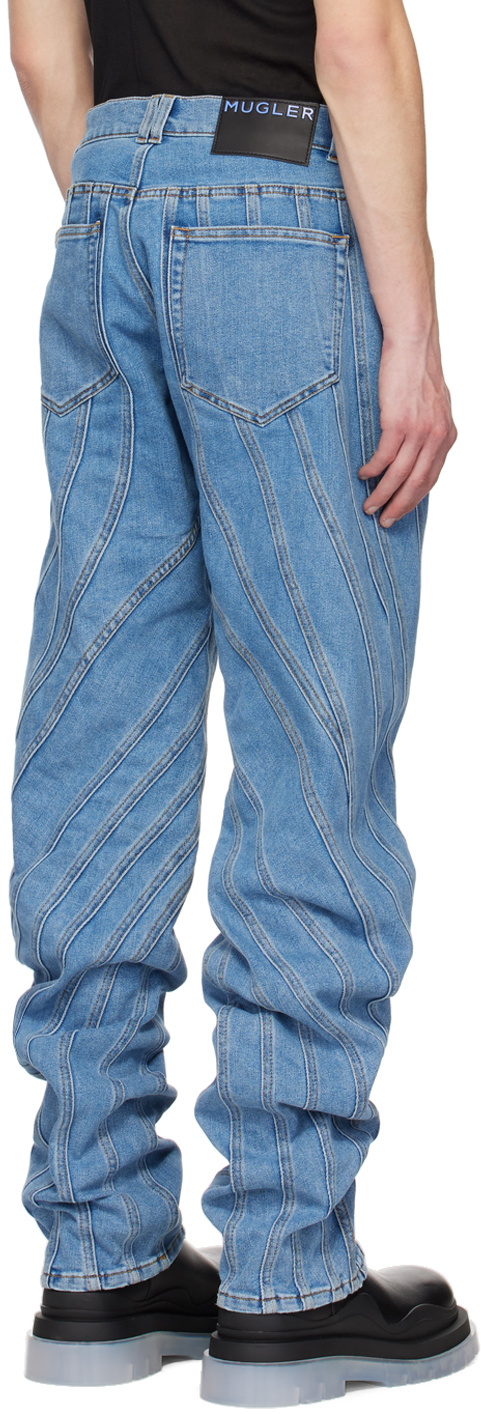 Mugler Blue Spiral Jeans
