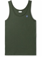 Schiesser - Friedrich Slim-Fit Logo-Appliquéd Ribbed Cotton-Jersey Tank Top - Green